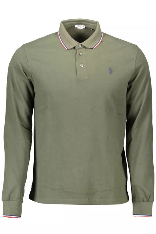 Green Cotton Men Polo Shirt