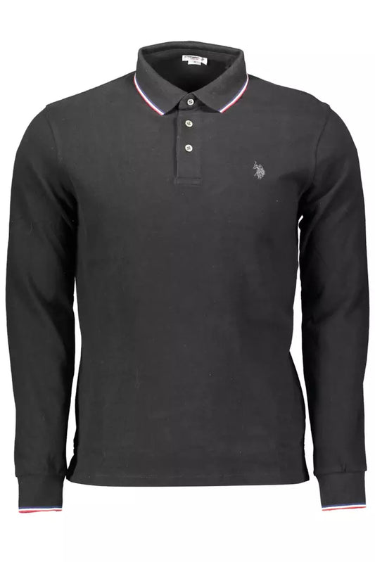Black Cotton Men Polo Shirt