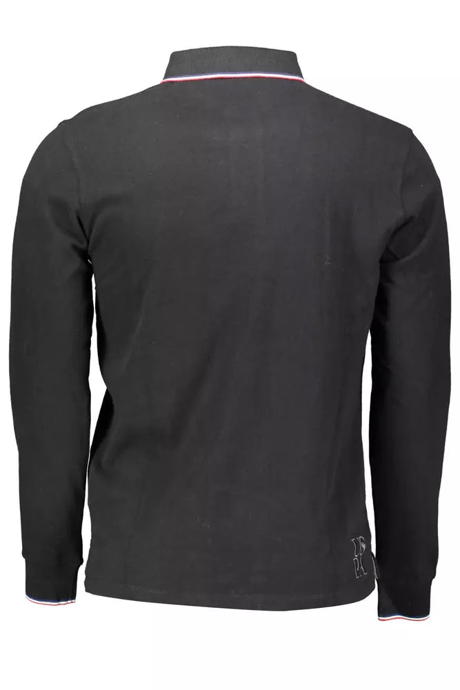 Black Cotton Men Polo Shirt