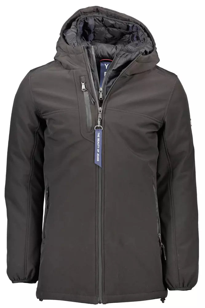 Black Polyester Men Jacket