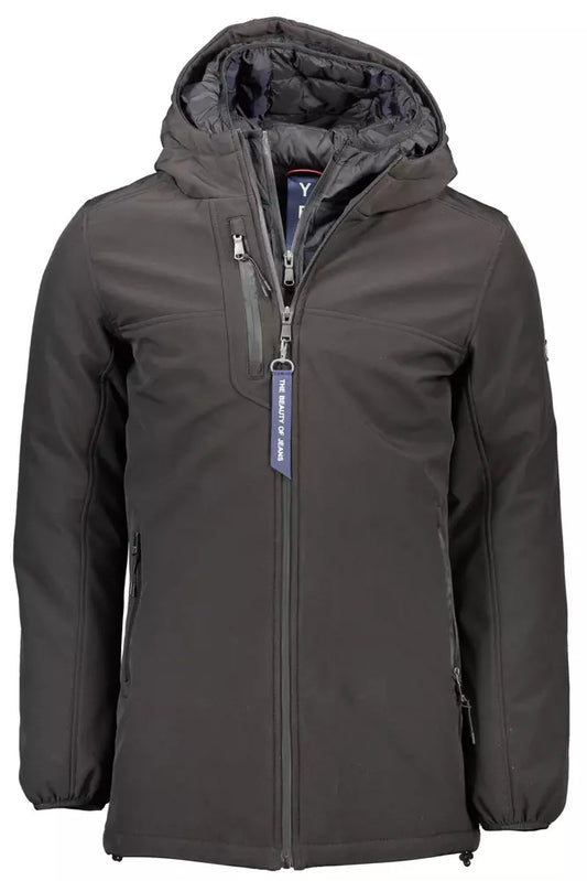 Black Polyester Men Jacket