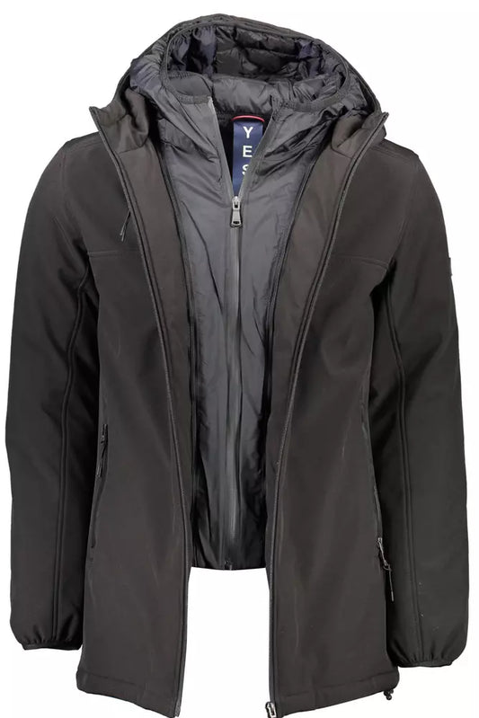 Black Polyester Men Jacket