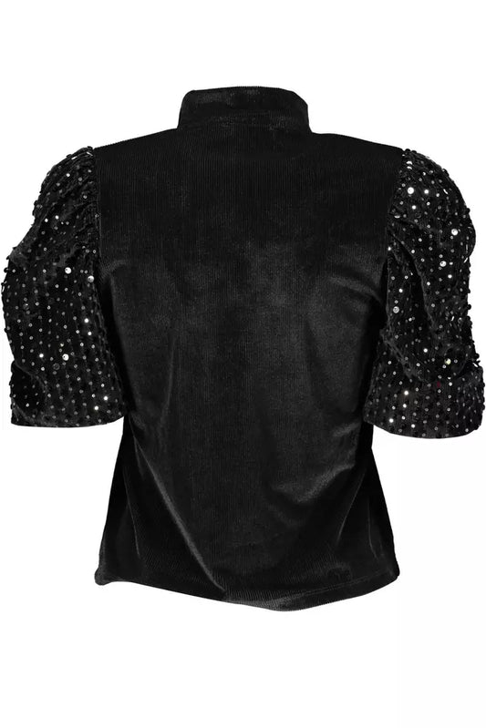 Black Polyester Women Top