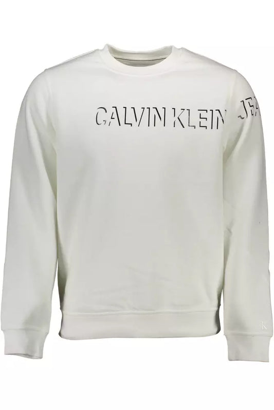 "White Cotton Men Sweater with Contrasting Details"