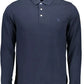 Blue Cotton Men Polo Shirt