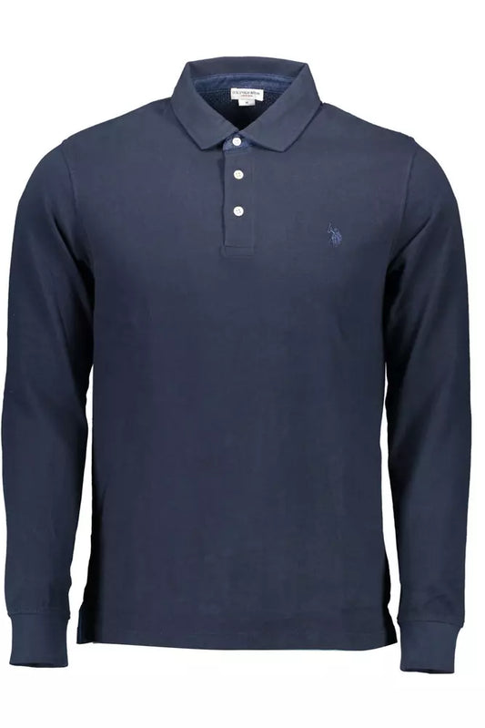 Blue Cotton Men Polo Shirt