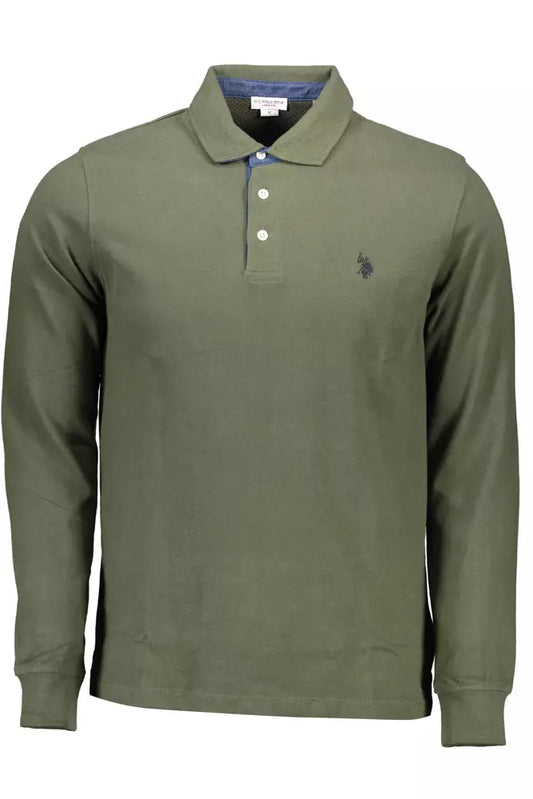 Green Cotton Men Polo Shirt