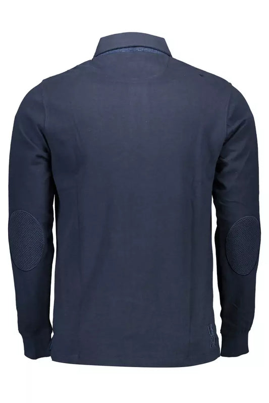 Blue Cotton Men Polo Shirt