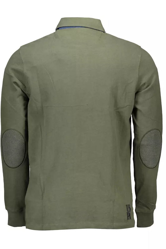 Green Cotton Men Polo Shirt