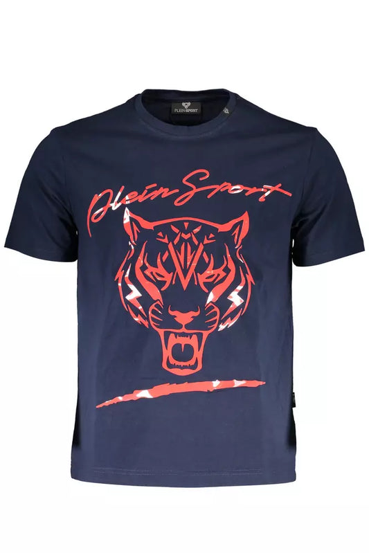 Blue Cotton Men T-Shirt