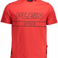 "Red Cotton Men T-Shirt with Contrasting Details"