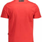 "Red Cotton Men T-Shirt with Contrasting Details"