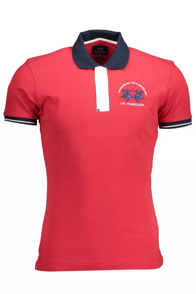 Pink Cotton Men Polo Shirt