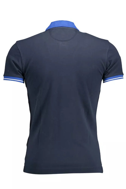 Blue Cotton Men Polo Shirt