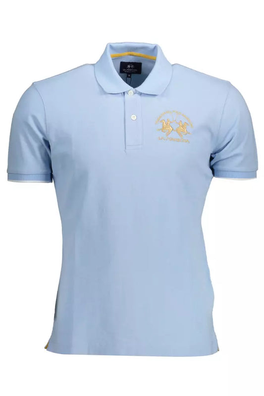 Light Blue Cotton Men Polo Shirt