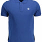 Blue Cotton Men Polo Shirt