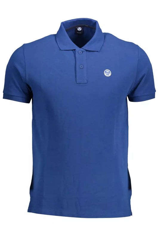 Blue Cotton Men Polo Shirt