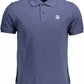 Blue Cotton Men Polo Shirt
