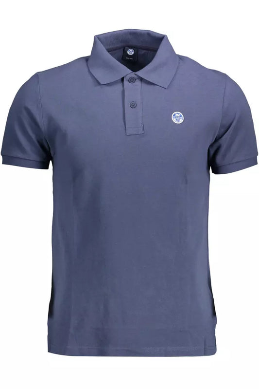 Blue Cotton Men Polo Shirt