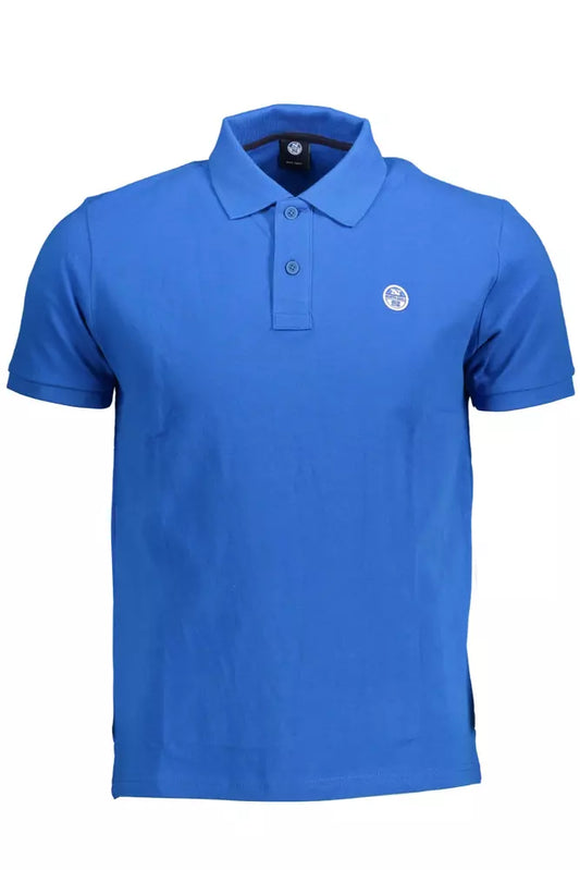 Blue Cotton Men Polo Shirt