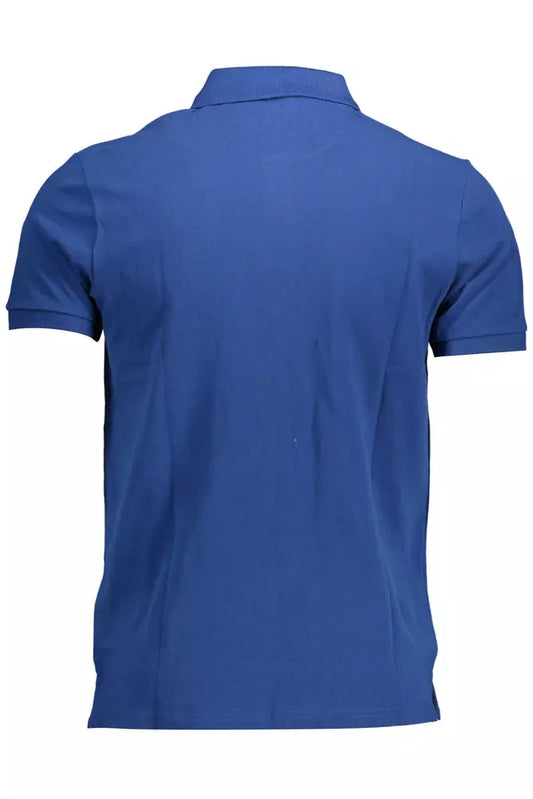 Blue Cotton Men Polo Shirt