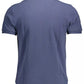 Blue Cotton Men Polo Shirt