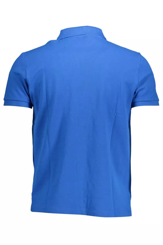 Blue Cotton Men Polo Shirt
