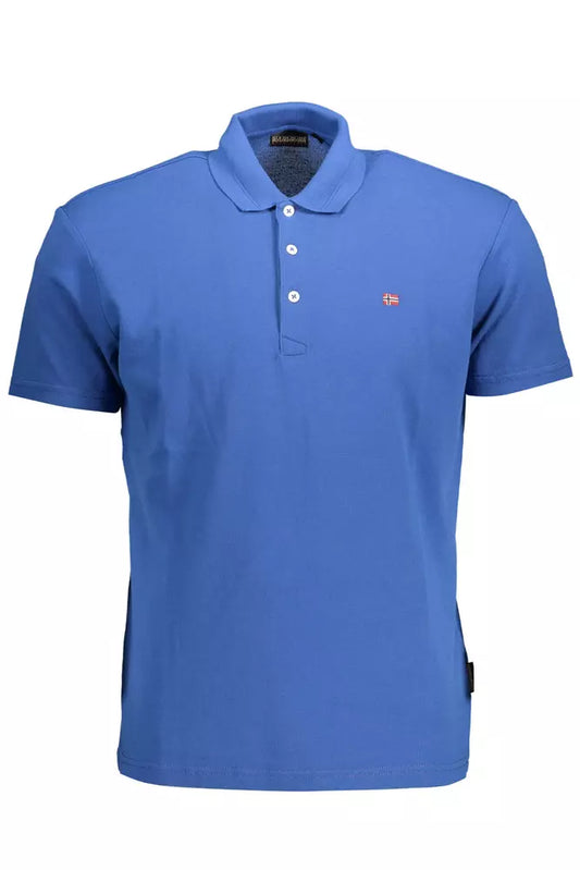Blue Cotton Men Polo Shirt