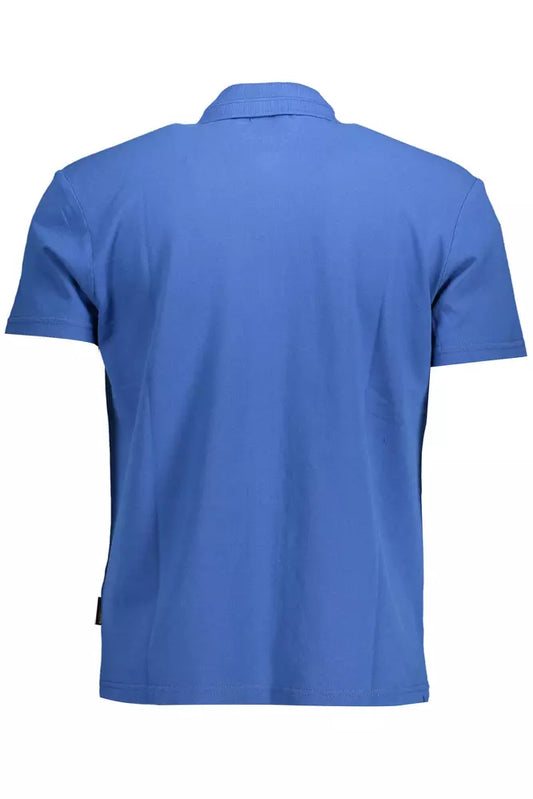 Blue Cotton Men Polo Shirt
