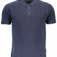 Blue Cotton Men Polo