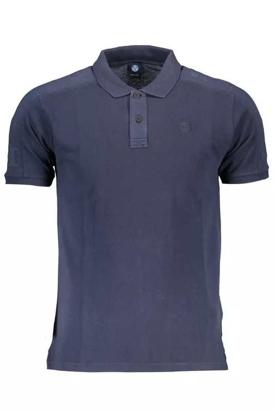 Blue Cotton Men Polo