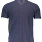 Blue Cotton Men Polo