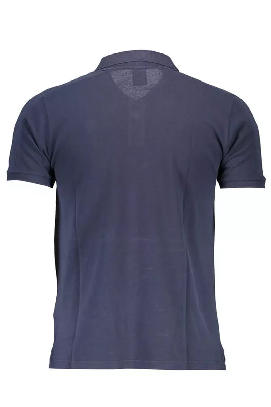Blue Cotton Men Polo