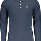 Blue Cotton Men Polo Shirt
