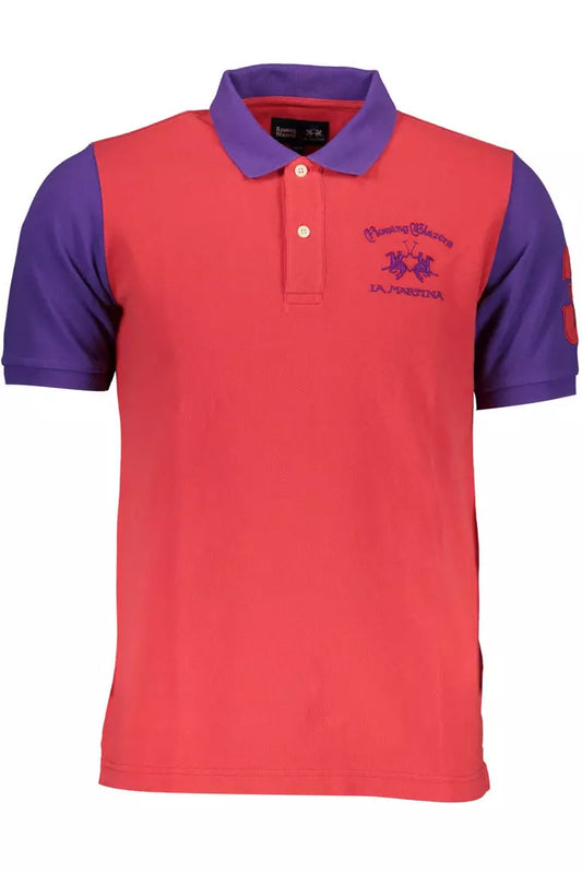 Red Cotton Men Polo Shirt