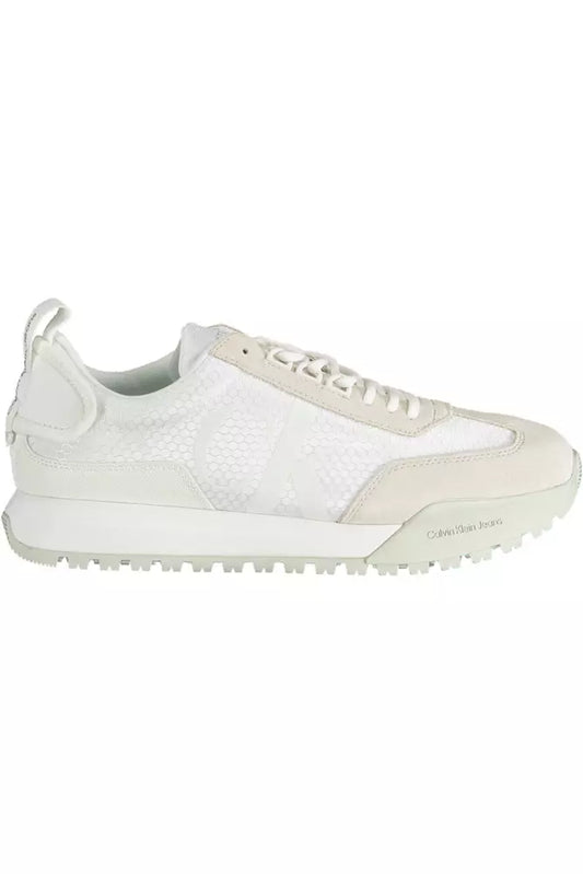 White Polyester Men Sneaker
