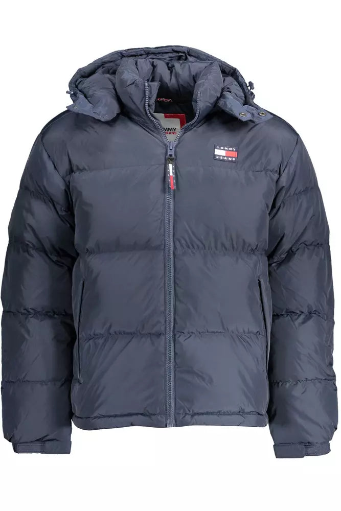 Blue Polyester Men Jacket