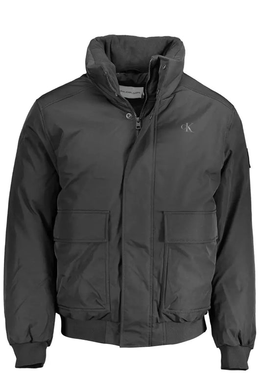Black Polyester Men Jacket