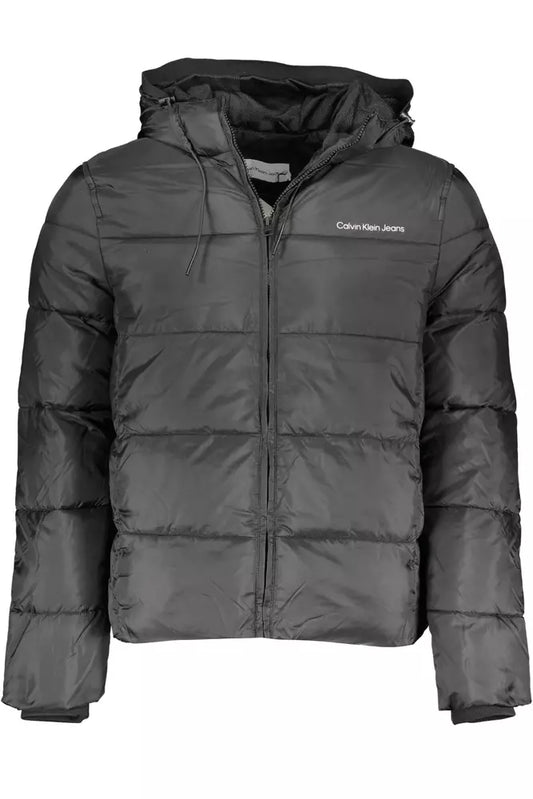 Black Polyester Men Jacket