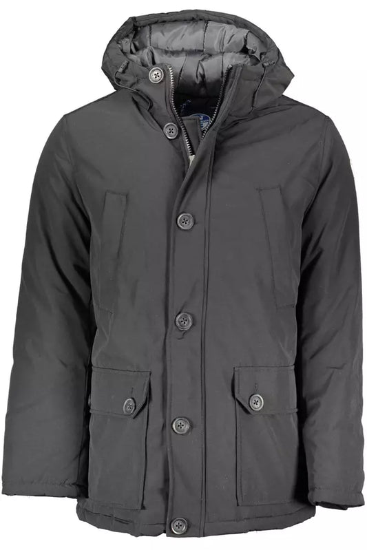 Black Polyester Men Jacket