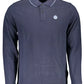 Blue Cotton Men Polo Shirt