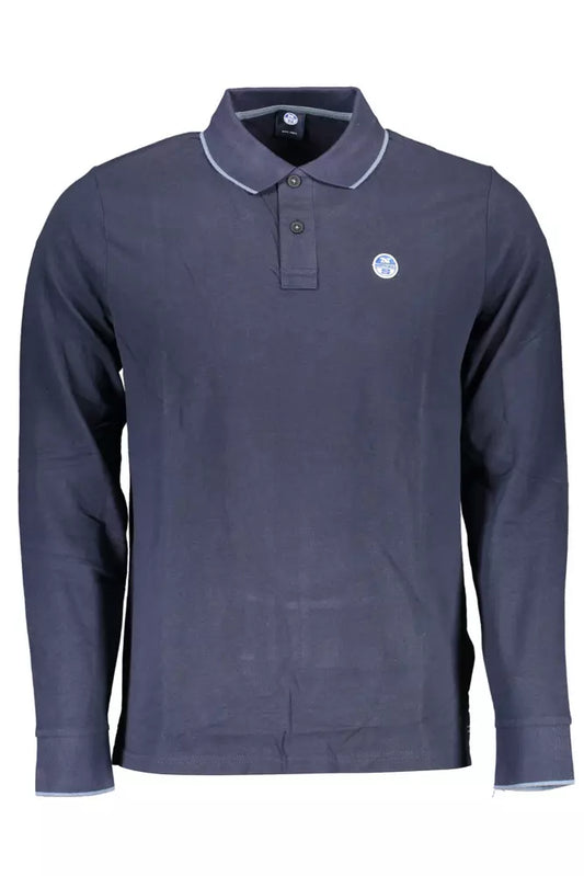 Blue Cotton Men Polo Shirt