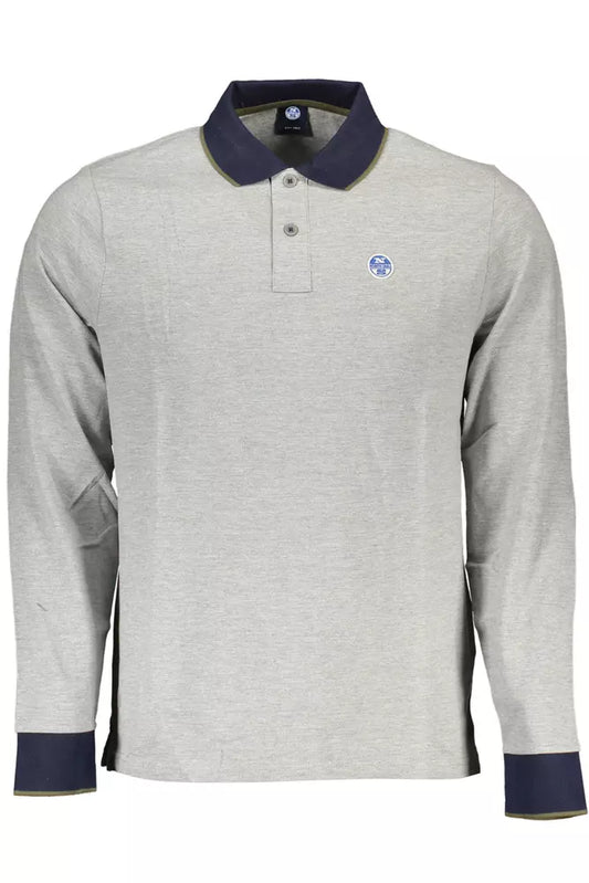 Gray Cotton Men Polo Shirt