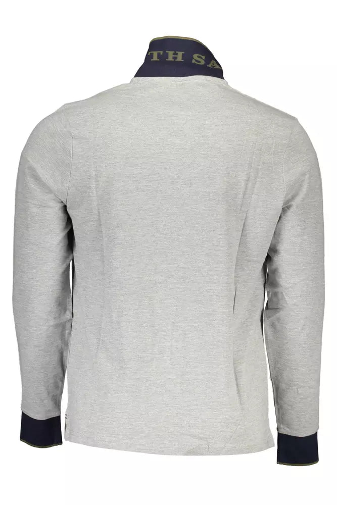 Gray Cotton Men Polo Shirt