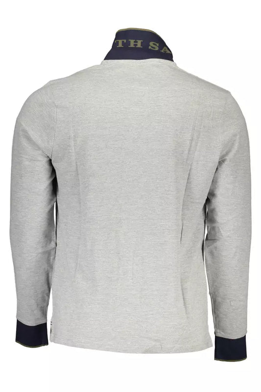 Gray Cotton Men Polo Shirt