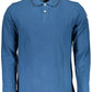 Blue Cotton Men Polo Shirt