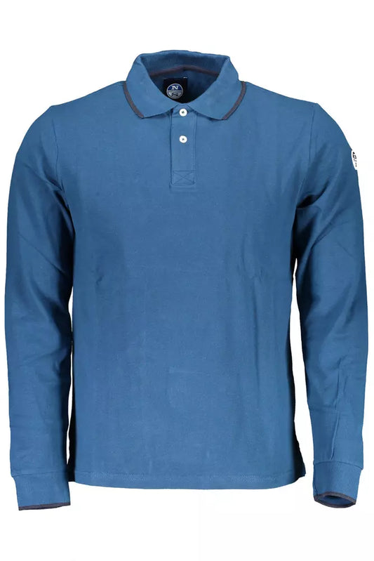 Blue Cotton Men Polo Shirt