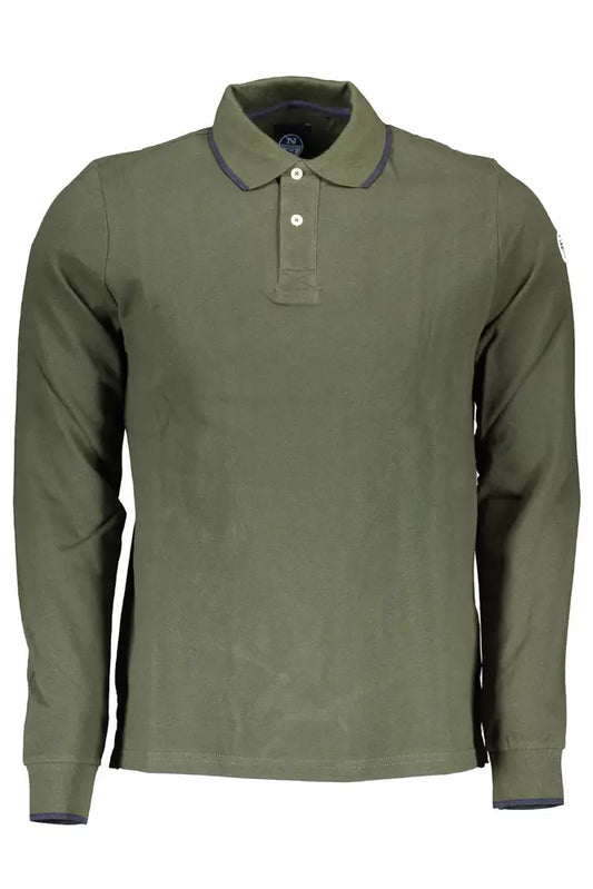 Green Cotton Men Polo Shirt