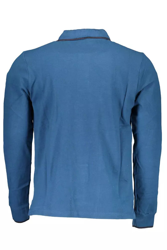 Blue Cotton Men Polo Shirt