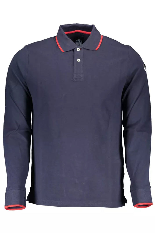Blue Cotton Men Polo Shirt